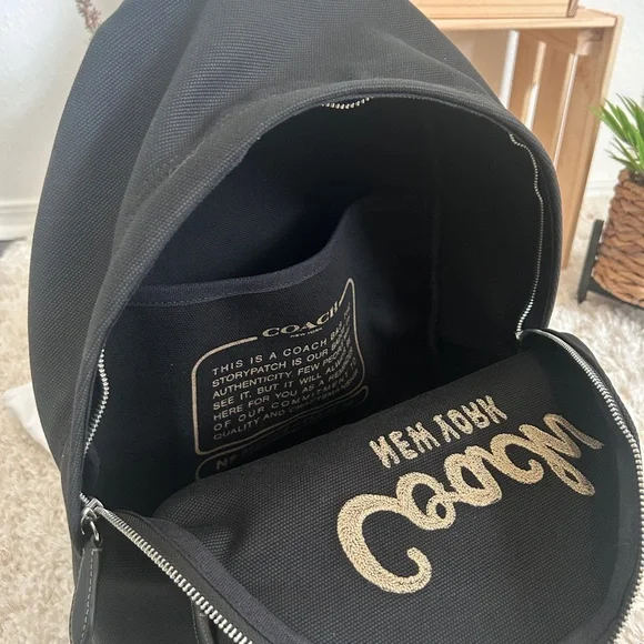 NWT🧸Coach Cargo Canvas Backpack in Black with Dust Bag CAM76 Fit 16" Laptop - Picture 2 of 5